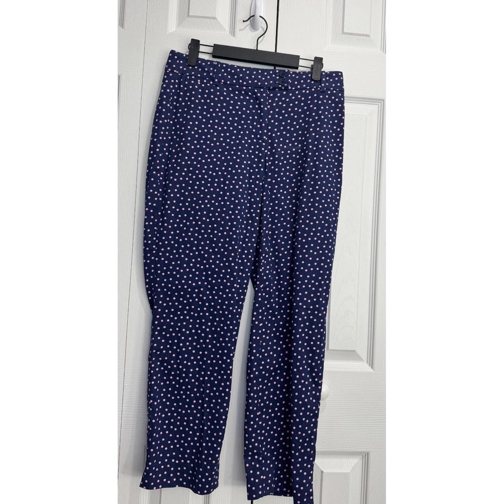Talbots The Perfect Crop Curvy Pants Women's‎ 2 Blue Pink Polka Dot Straight-Leg